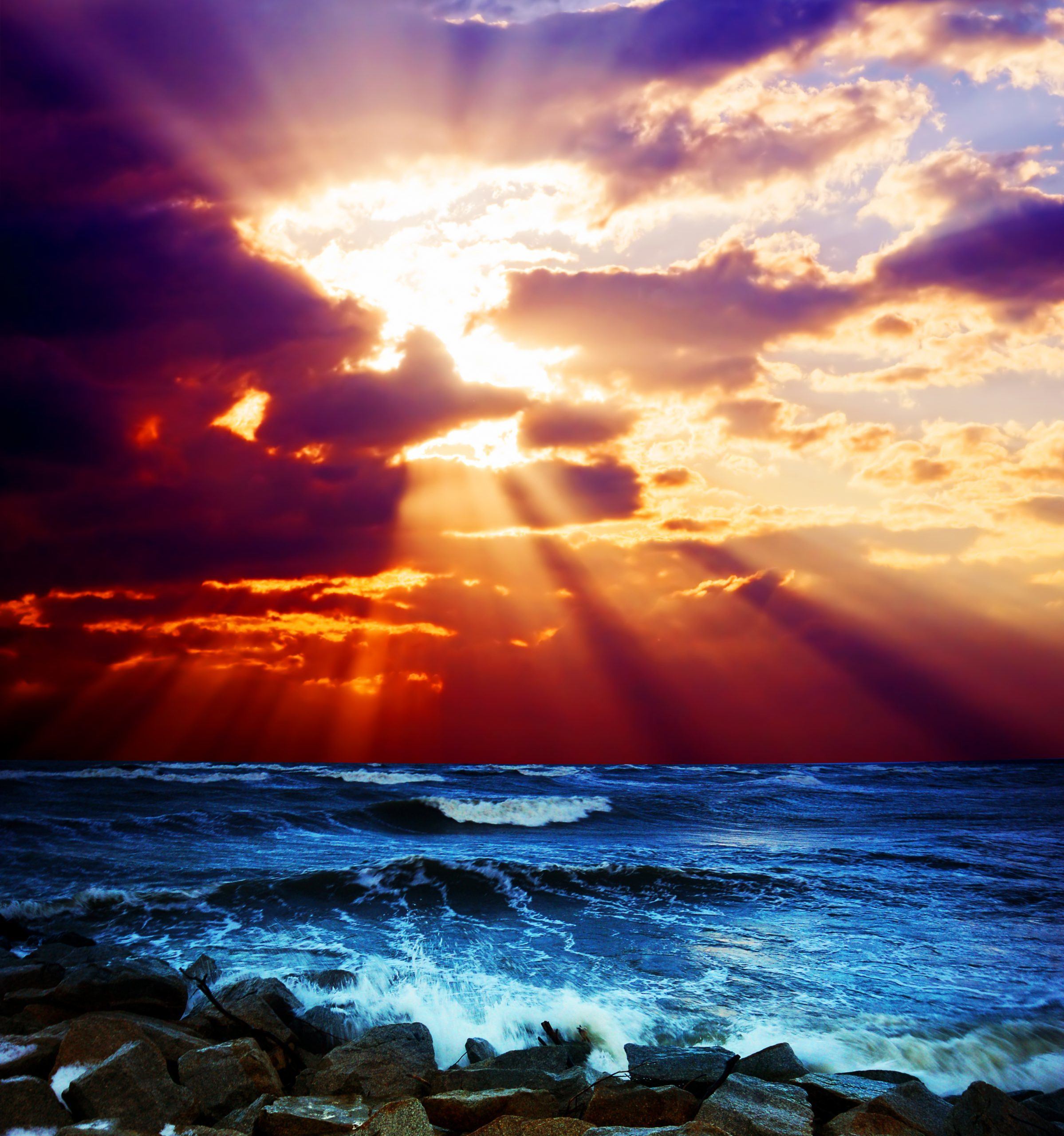 Surrealistic sunset seascape